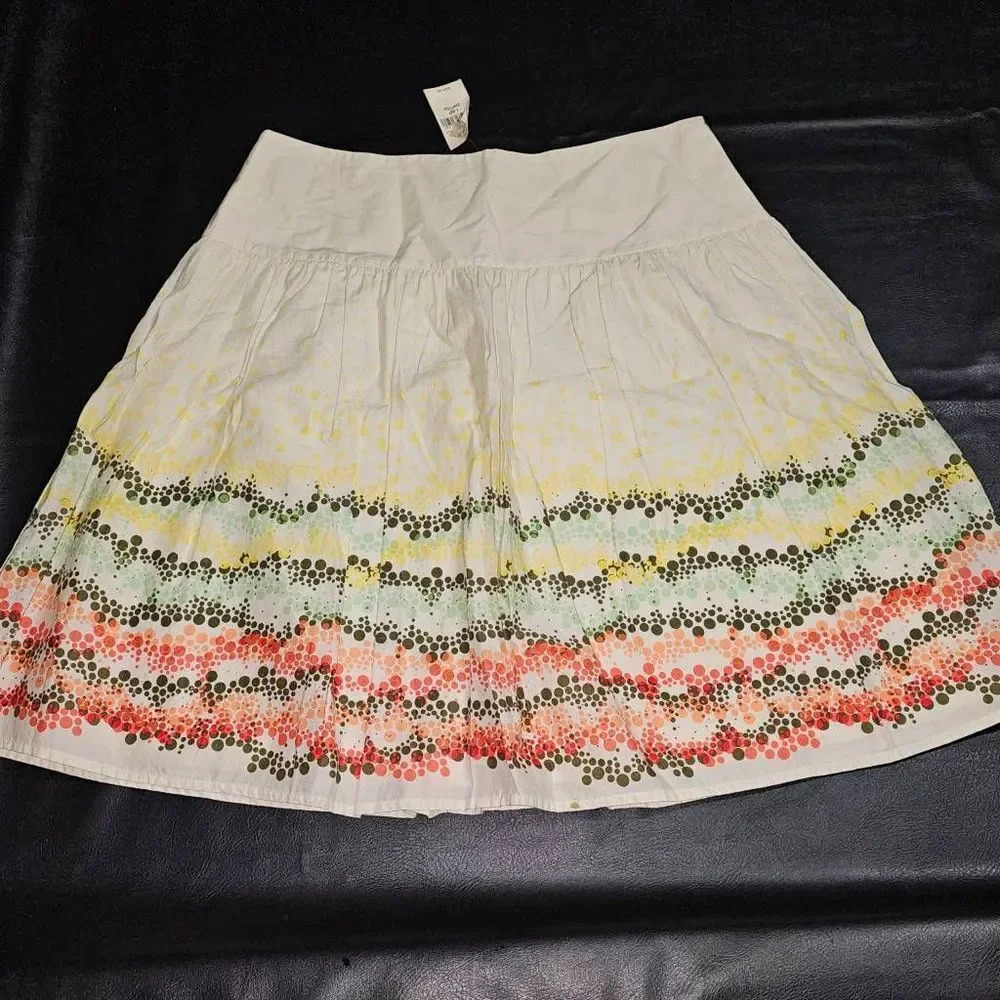 NWT J Jill Womens Cream Dot Skirt 14P 14 Petite